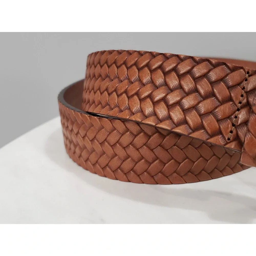 Jack & Jones Leather brown braided men's belt‎ dress up church wedding JACKLEO